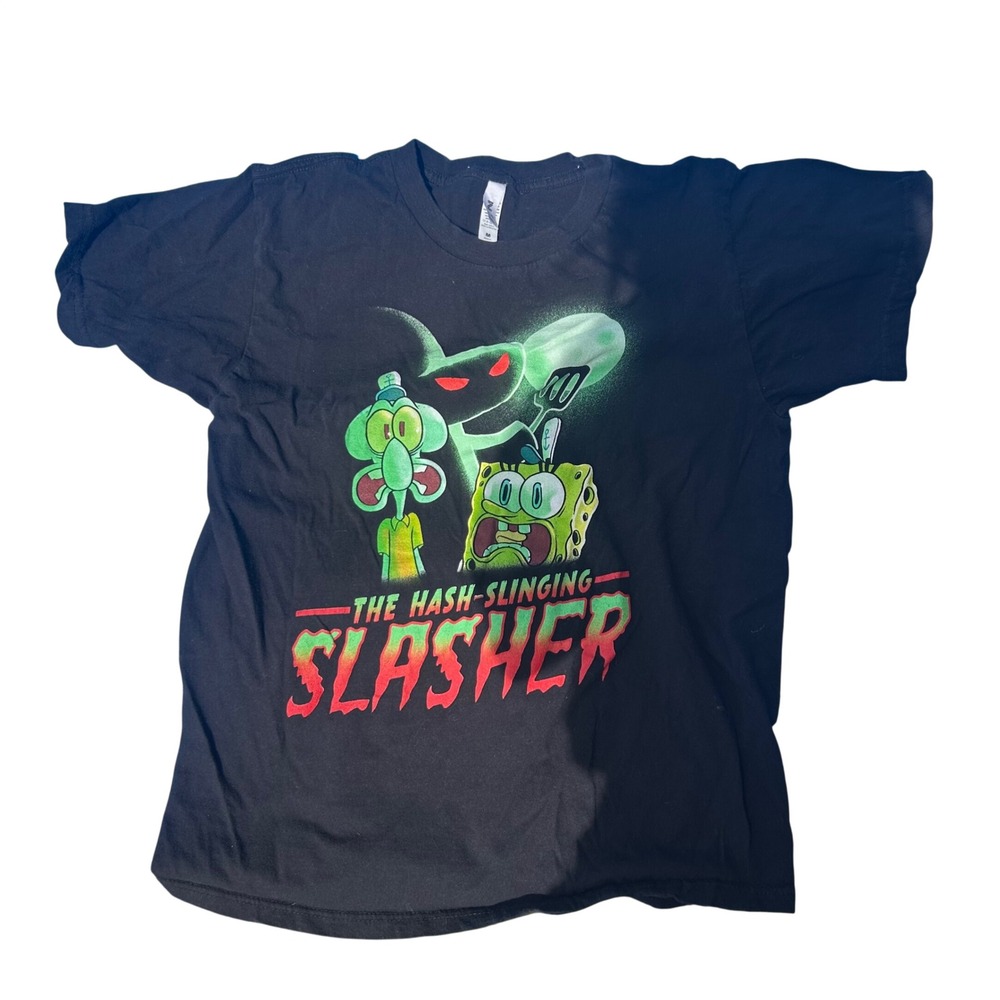 Zuni Sportswear Spongebob Hash-Slinging Slasher Graphic T-Shirt Mens Black M